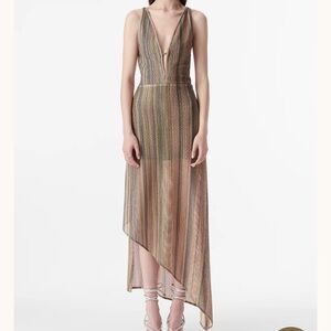 IRO Paris Emman Dress Sz 40 / 8 Shimmering Asymmetrical Cross Stripe Back NWT